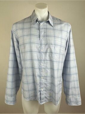 Billy Reid Men's Light Blue Plaid Button-Down Shirt